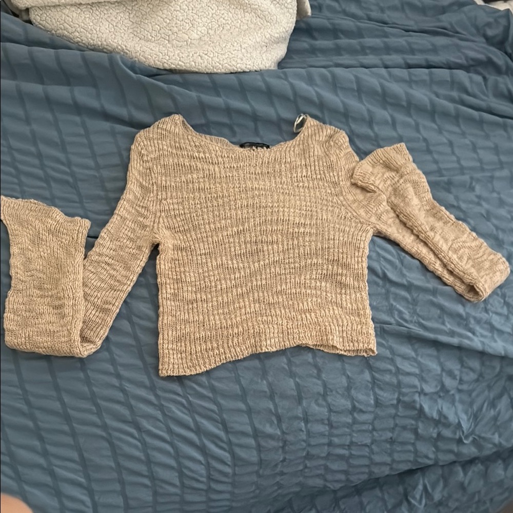 Cotton Candy Off-the-Shoulder Beige Sweater